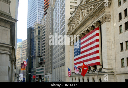 Wall Street, Financial District, Manhattan, New York City, New York, United States of America Stock Photo