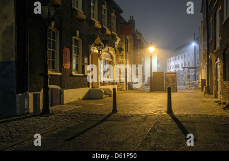 A Foggy Night on the Quay at Poole in Dorset Stock Photo