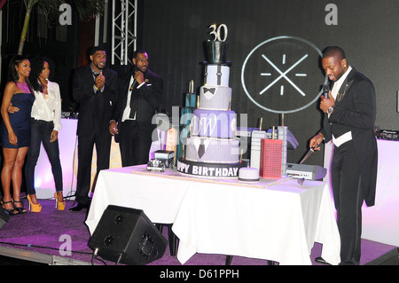 Kelly Rowland, LeBron James;Udonis Haslem and Dwyane Wade Dwyane Wade's 30th Birthday Celebration at Setai Hotel Miami Beach, Stock Photo