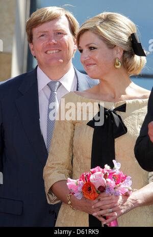 Dutch Crown Prince Willem-Alexander and Princess Maxima  celebrate Queen's Day (Koninginnedag) in Rhenen, The Netherlands, 30 April 2012. On Queen's Day, the birthday of the Queen of the Netherlands is celebrated. Queen's Day is a national holiday in the Netherlands, on the 30th April (or on the 29th if the 30th is a Sunday). The tradition started on 31 August 1885, on the birthday Stock Photo