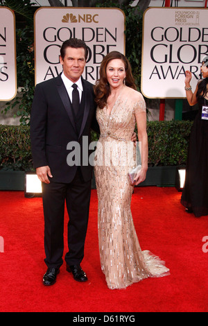 Josh Brolin, Diane Lane At The 2012 Golden Globe Awards At The Beverly 