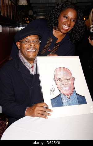 Samuel L. Jackson and LaTanya Richardson Jackson Unveiling of Sardi's portraits for the cast of 'The Mountaintop' held at Stock Photo