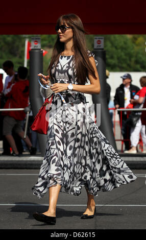 Japanese Jessica Michibata, girlfriend of British Formula One driver Jenson Button of McLaren Mercedes, arrives at the paddock at the Circuit de Catalunya in Montmelo near Barcelona, Spain, 13 May 2012. The Grand Prix of Spain will take place here on Sunday 13 May. Foto: Jan Woitas dpa Stock Photo