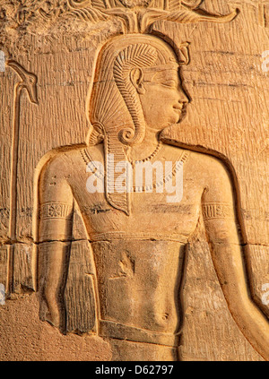 Ptolemy at Kom Ombo, temple - carving on a column Stock Photo