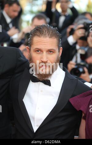 Actor Tom Hardy arrives at the premiere of 'Lawless' during the 65th Cannes Film Festival at Palais des Festivals in Cannes, France, on 19 May 2012. Photo: Hubert Boesl Stock Photo