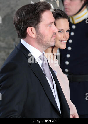 Chris O Neill (boyfriend of Princess Madeleine), Sofia Hellqvist (girlfriend of Prince Carl Philip) attend the christening ceremony of Swedish Princess Estelle in the Royal Chapel in Stockholm, Sweden, 22 May 2012. The daughter of Crown Princess Victoria and Prince Daniel of Sweden was born on 23 February 2012. Photo: RPE-Albert Nieboer NETHERLANDS OUT Stock Photo