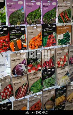Seed Packs on Rack in Shop Stock Photo