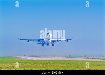 Aeroplane take off or landing at Nottingham East Midlands Airport England UK GB EU Europe Stock Photo