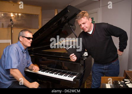 Suggs and Mike Barson from Madness at the Moloko studios London England. Stock Photo