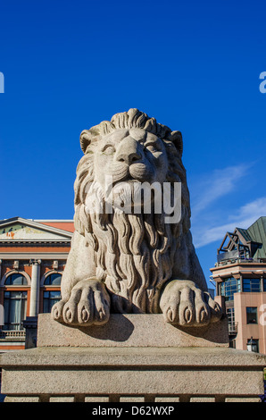 Lion near Norwegian Parliament Stock Photo