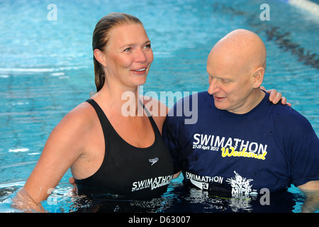 Jodie Kidd and Duncan Goodhew MBE officially launch Swimathon 2012, an annual charity swim which takes place every April the Stock Photo