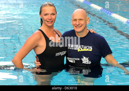 Jodie Kidd and Duncan Goodhew MBE officially launch Swimathon 2012, an annual charity swim which takes place every April at the Stock Photo