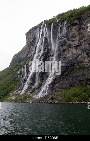 Seven Sisters waterfall in Geiranger Stock Photo