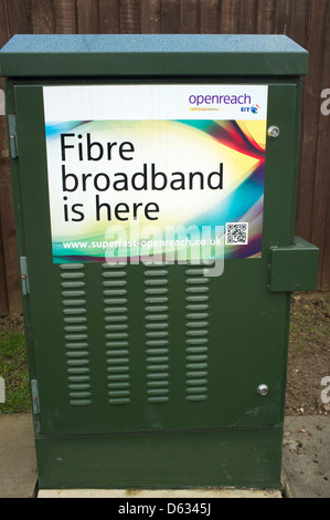 BT Openreach fibre broadband is here sign Stock Photo