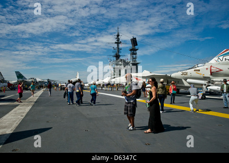 On the flight deck of the aircraft carrier USS Midway, in San Diego California Stock Photo