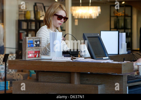 Emma Roberts shopping at West Elm in West Hollywood Los Angeles, California - 29.12.11 Stock Photo