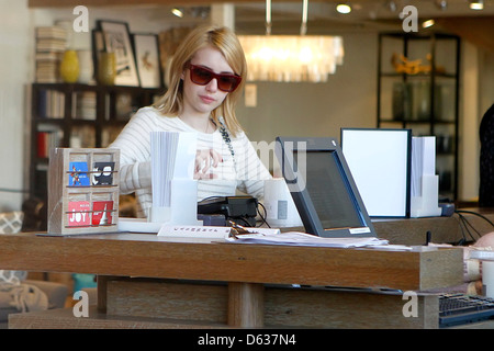 Emma Roberts shopping at West Elm in West Hollywood Los Angeles, California - 29.12.11 Stock Photo