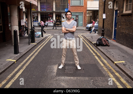 Richard Archer lead singer of English band Hard -Fi photographed in Soho London England. Stock Photo