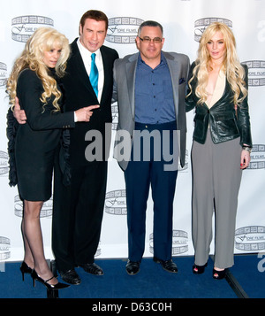 Victoria Gotti, John Travolta, John Gotti Jr.and Lindsay Lohan 'Gotti: Three Generations' press conference at Sheraton New York Stock Photo