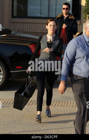 Rose McGowan leaving Barneys New York store in Beverly Hills Los Angeles, California Stock Photo