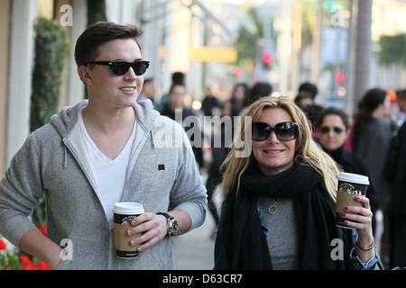 Jesse McCartney and his girlfriend Eden Sassoon Christmas shop on Rodeo Drive in Beverly Hills Los Angeles California Stock Photo
