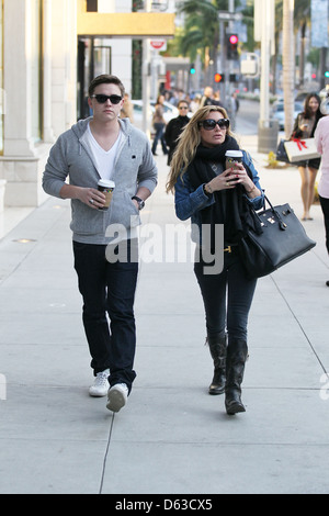 Jesse McCartney and his girlfriend Eden Sassoon Christmas shop on Rodeo Drive in Beverly Hills Los Angeles, California - Stock Photo