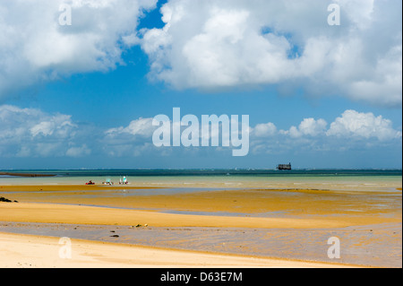 Landscape with beach from Boyard-ville with fort boyard in sea Stock Photo