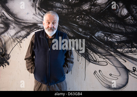Mike Leigh English film director photographed in Soho London, England. Stock Photo