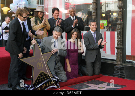 Jerry Bruckheimer, Javier Bardem, Johnny Depp, Rob Marshall and Penelope Cruz Penelope Cruz receives a star on the Hollywood Stock Photo