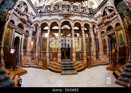 Greek Chapel of the Church of Holy Sepulchre in Jerusalem, Israel Stock Photo