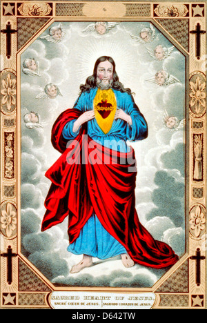 Sacred heart of Jesus: sacre ́coeur de Jesus / sagrado croazon de Jesus Stock Photo
