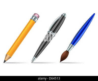 Pen tools isolated on the white background Stock Photo