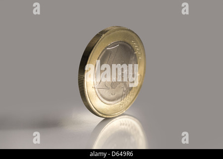 Macro shot of noble shining one Euro coin Stock Photo