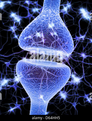 Nerve synapse, artwork Stock Photo