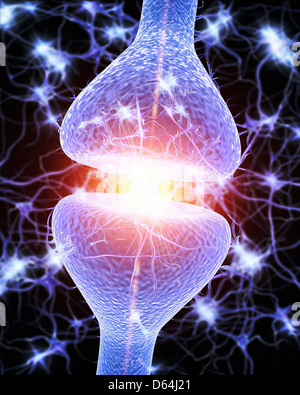 Nerve synapse, artwork Stock Photo