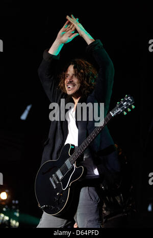 Singer/guitarrist Chris Cornell of the US-American Grunge band 'Soundgarden' performs at the Rock am Ring music festival near Nuerburg, Germany, 01 June 2012. Around 85,000 people are expected to the three-day festival with some 85 bands performing.  Photo: THOMAS FREY Stock Photo