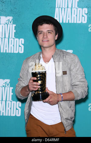 US actor Josh Hutcherson poses in the press room of the 2012 MTV Movie Awards at Gibson Amphitheatre in Universal City, USA, 03 June 2012. Photo: Hubert Boesl Stock Photo