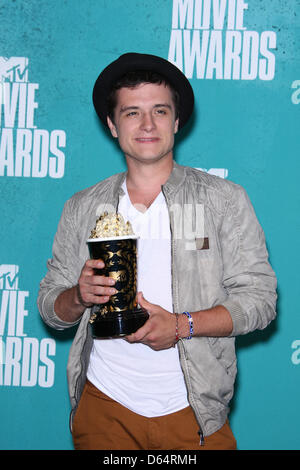 US actor Josh Hutcherson poses in the press room of the 2012 MTV Movie Awards at Gibson Amphitheatre in Universal City, USA, 03 June 2012. Photo: Hubert Boesl Stock Photo