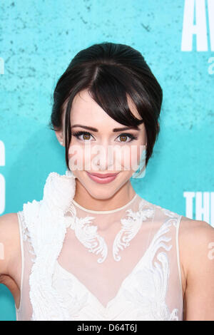 Actress Lauren Mcknight arrives on the red carpet of the 2012 MTV Movie Awards at Gibson Amphitheatre in Universal City, USA, on 03 June 2012. Photo: Hubert Boesl Stock Photo