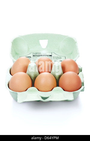 Box of six eggs Stock Photo