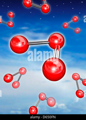 Ozone molecules, artwork Stock Photo