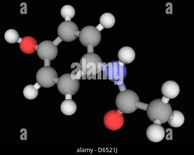 Paracetamol (Acetaminophen) drug molecule. Chemical formula is C8H9NO2