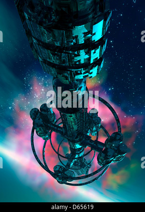 Alien spaceship, artwork Stock Photo