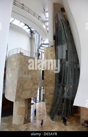 Guggenheim Museum Atrium by Frank Gehry, Bilbao, Spain Stock Photo