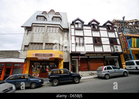 (dpa-file) - A file picture dated 03 December 2008  shows buildings of Ushuaia at the island group Tierra del Fuego, Argentina. Ushuaia is the most southern city in the world and Argentinians sometimes call it fin del mundo (end of the world). Photo: Jan Woitas Stock Photo