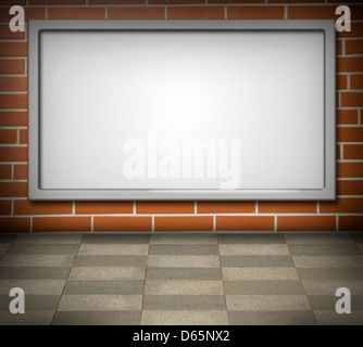 Blank billboard on a red brick wall Stock Photo