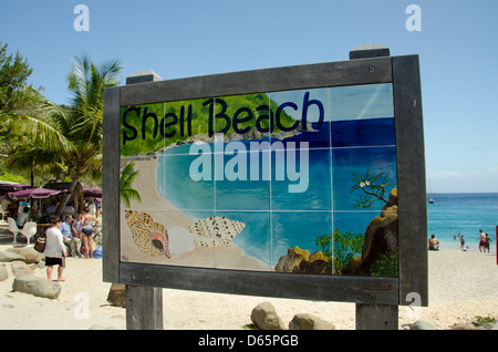 French West Indies, Caribbean island of Saint Barthelemy (aka St. Barts). Capital city of Gustavia, Shell Beach.