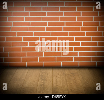 Room with red brick wall background Stock Photo