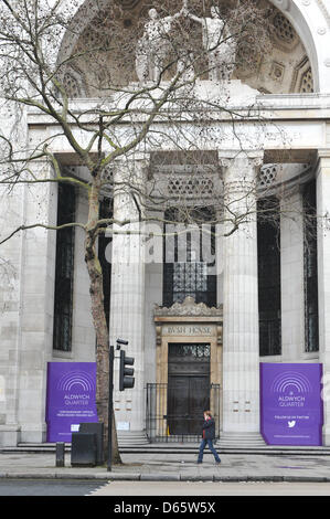 Aldwych, London, UK. 12th April 2013. Former BBC building Bush House in Aldwych is now being refurbished for use as office space as part of Aldwych Quarter. Credit: Matthew Chattle/Alamy Live News Stock Photo