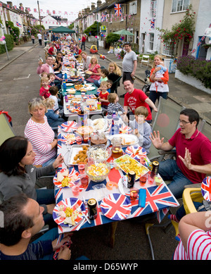 Street party in Twickenham, west London, to celebrate The Queen's / Queen Elizabeth's Diamond Jubilee, in June 2012. UK. Stock Photo